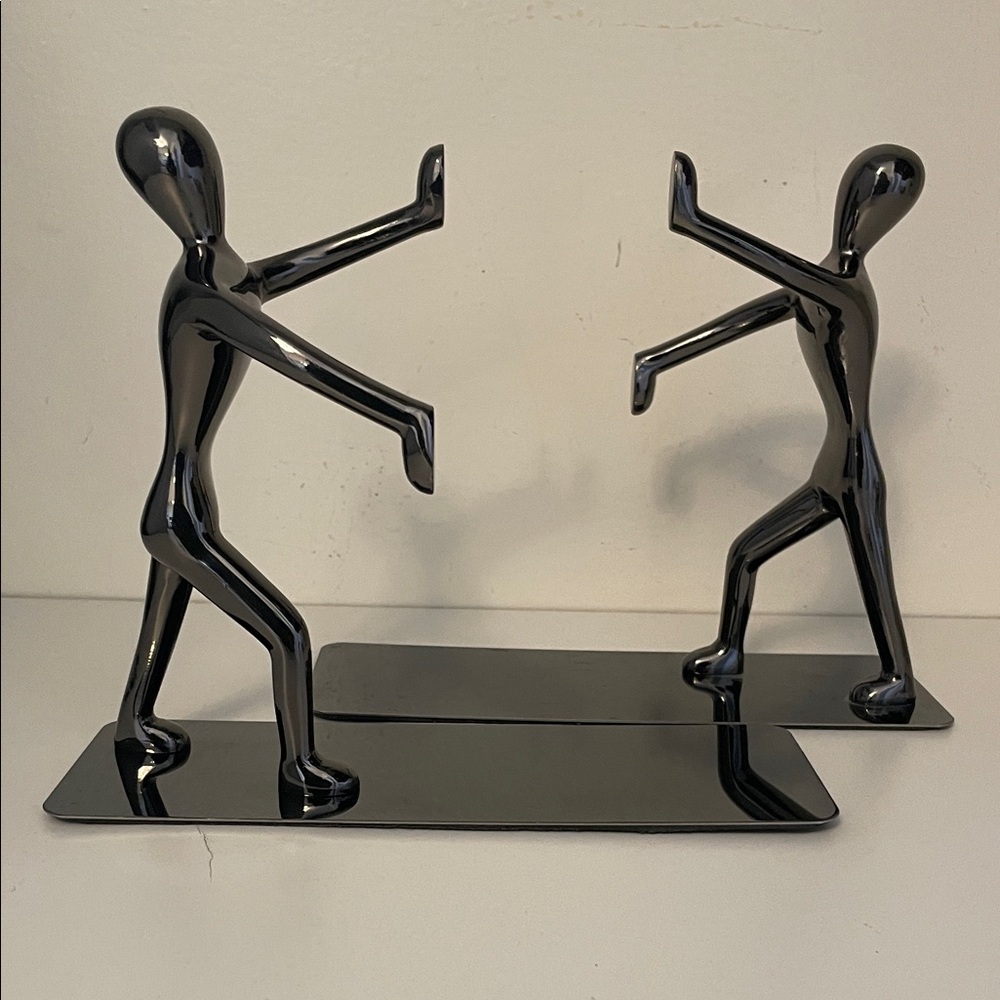Chrome Male Stick Figure Black Bookends